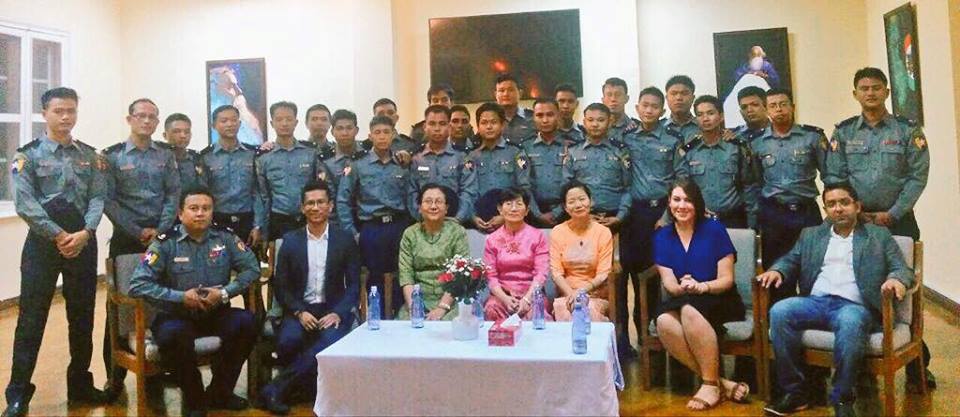 Police Chief Maj Gen Zaw Win  Ambassador of India H.E Gautam Mukhopadhaya  with Myanmar Police Officers